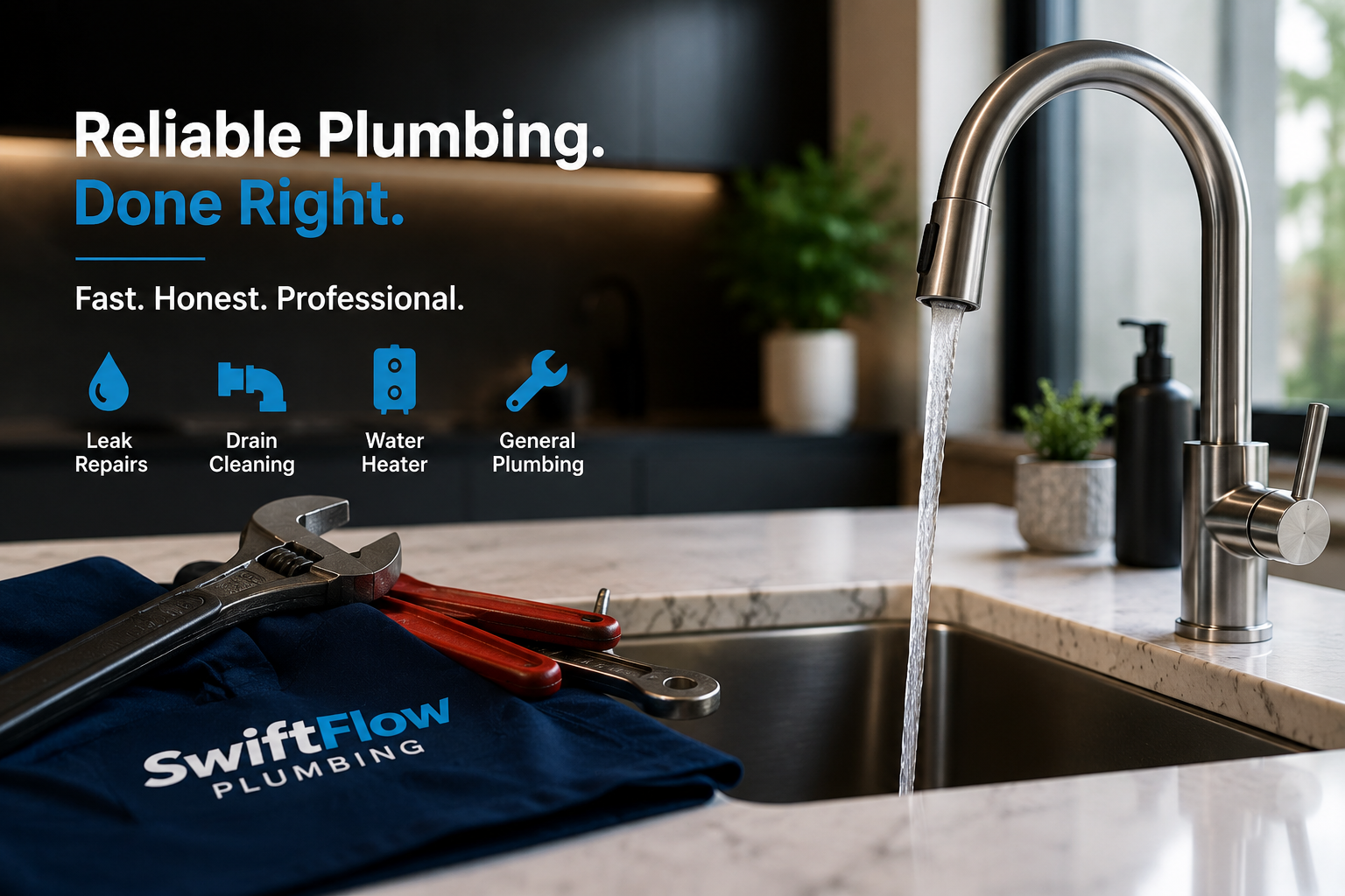 SwiftFlow Plumbing service tools and faucet